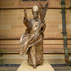 Life size Pope Saint John Paul II cast bronze statue